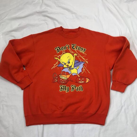 Tweety‎ don’t cross my path crew neck pullover L - Picture 2 of 8